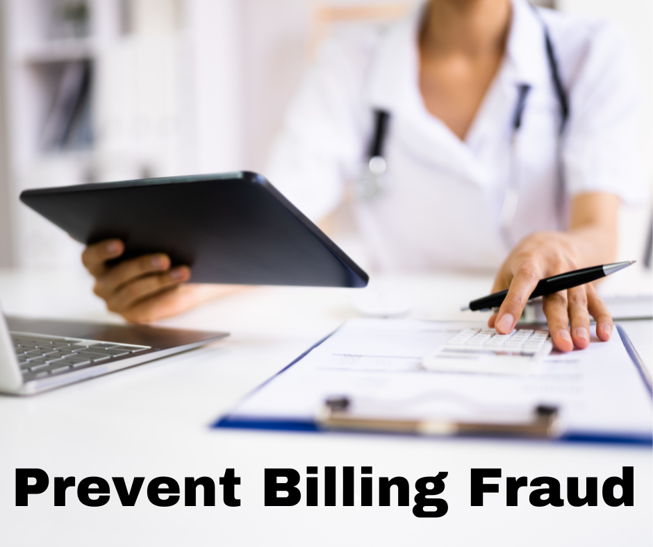 banner on preventing billing fraud, medical practitioner